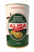 Оливки зеленые гигантские "Alisa" 100/110 с косточкой ж/б 