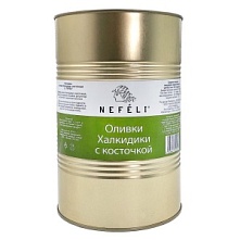 Оливки Халкидики с косточкой ж/б, NEFELI (4,25 кг)