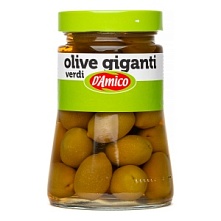 Оливки зеленые "Гигантские"с косточкой, D`Amico" (470 г)